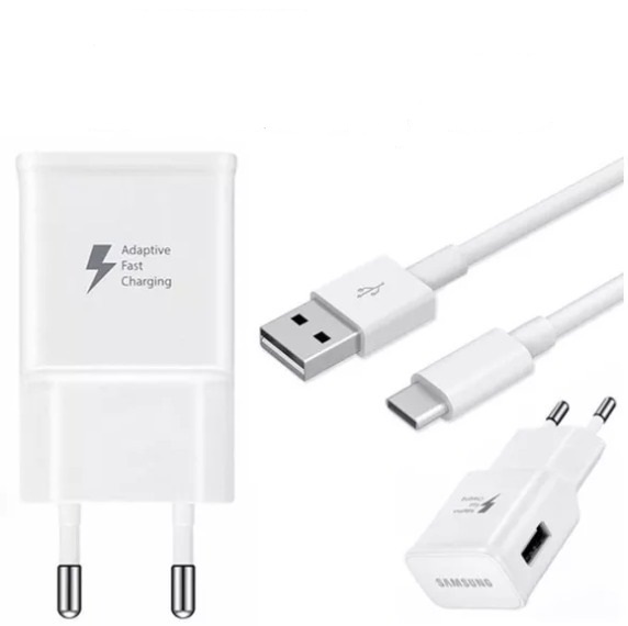 Carregador Turbo Fast Charger Samsung com Cabo Tipo C - Branco